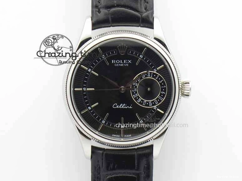 0217 Cellini Date VF Best Edition SS Black Dial Stick Markers On Black Leather Strap A Lightweight 3725